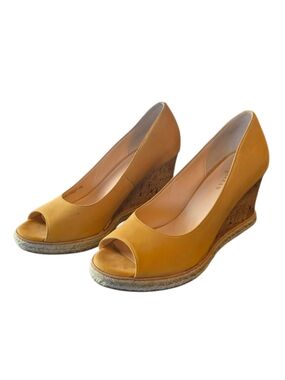 Cole Haan Jocelyn Yellow Peep Toe Wedge Espadrilles 8.5